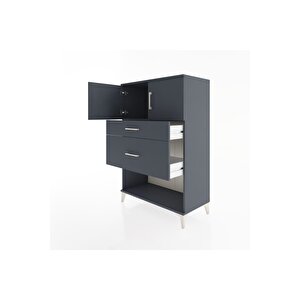 Hyperion Dolap Tek Raflı 2 Çekmeceli 2 Kapaklı 88x44x134 Antrasit-antrasit