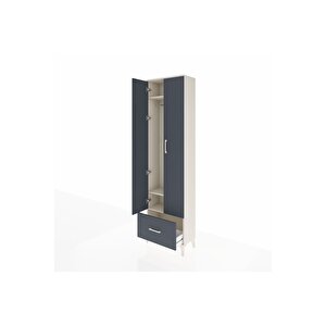 Arges Dolap 3 Raflı Tek Çekmeceli Tek Askılı 60x30x221 Aytaşı-antrasit