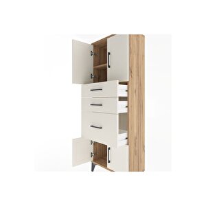 Arges Dolap 2 Raflı 3 Çekmeceli 4 Kapaklı 60x30x163 Çam-aytaşı