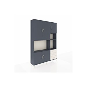 Arges Dolap 9 Raflı 3 Çekmeceli 5 Kapaklı 132x30x195 Antrasit-antrasit/aytaşı