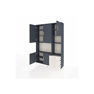 Arges Dolap 9 Raflı 3 Çekmeceli 5 Kapaklı 132x30x195 Antrasit-antrasit/aytaşı