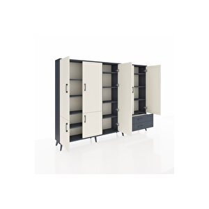 Arges Dolap 12 Raflı 2 Çekmeceli 7 Kapaklı 220x30x163 Antrasit-aytaşı/antrasit