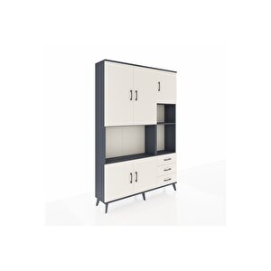 Arges Gardrop 9 Raflı 3 Çekmeceli 5 Kapaklı 132x30x195 Antrasit-aytaşı