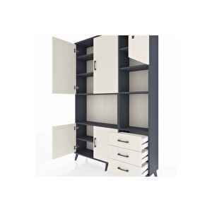 Arges Gardrop 9 Raflı 3 Çekmeceli 5 Kapaklı 132x30x195 Antrasit-aytaşı