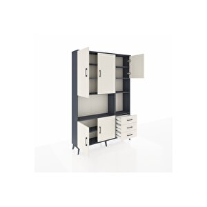 Arges Gardrop 9 Raflı 3 Çekmeceli 5 Kapaklı 132x30x195 Antrasit-aytaşı