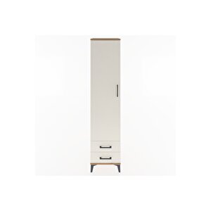 Hyperion Dolap 4 Raflı 2 Çekmeceli Tek Kapaklı 44x44x195 Çam-aytaşı