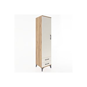 Hyperion Dolap 4 Raflı 2 Çekmeceli Tek Kapaklı 44x44x195 Çam-aytaşı
