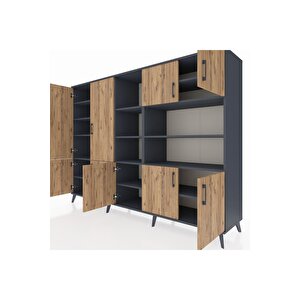 Hyperion Dolap 14 Raflı 9 Kapaklı 220x44x163 Antrasit-çam/antrasit