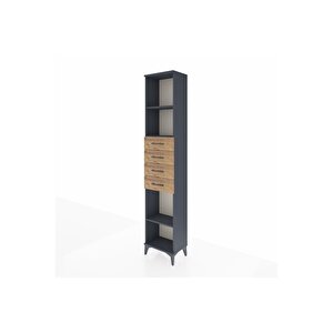 Arges Dolap 3 Raflı 4 Çekmeceli 44x30x221 Antrasit-çam