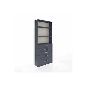 Arges Dolap 3 Raflı 5 Çekmeceli 88x30x221 Antrasit-antrasit