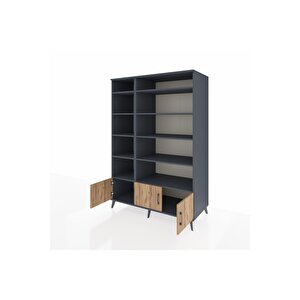 Kronos Dolap 10 Raflı 3 Kapaklı 132x59x195 Antrasit-çam/antrasit