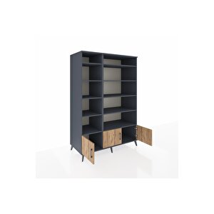 Kronos Dolap 10 Raflı 3 Kapaklı 132x59x195 Antrasit-çam/antrasit