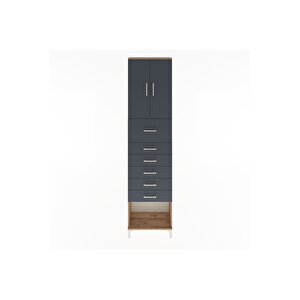 Arges Dolap 2 Raflı 6 Çekmeceli 2 Kapaklı 60x30x243 Çam-antrasit