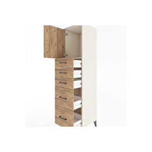 Hyperion Dolap Tek Raflı 5 Çekmeceli Tek Kapaklı 44x44x182 Aytaşı-çam