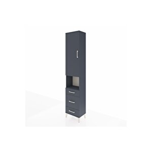 Arges Dolap 4 Raflı 3 Çekmeceli Tek Kapaklı 44x30x221 Antrasit-antrasit