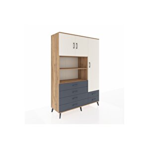 Hyperion Dolap 9 Raflı 6 Çekmeceli 3 Kapaklı 132x44x195 Çam-aytaşı/antrasit