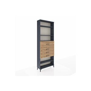 Arges Dolap 4 Raflı 4 Çekmeceli 88x30x243 Antrasit-çam