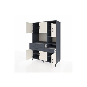 Kronos Dolap 10 Raflı 3 Çekmeceli 6 Kapaklı 132x59x195 Antrasit-aytaşı/antrasit