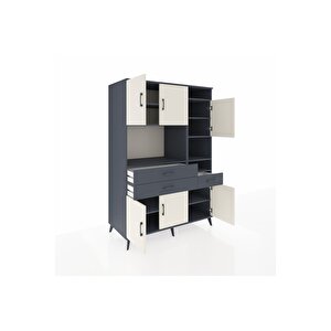 Kronos Dolap 10 Raflı 3 Çekmeceli 6 Kapaklı 132x59x195 Antrasit-aytaşı/antrasit