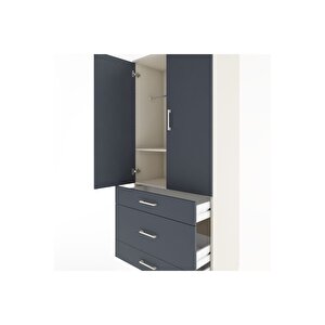 Hyperion Dolap 2 Raflı 3 Çekmeceli Tek Askılı 88x44x195 Aytaşı-antrasit