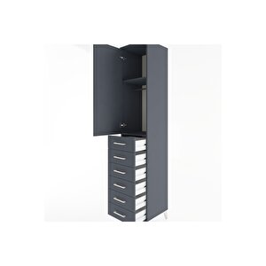 Hyperion Dolap 2 Raflı 6 Çekmeceli Tek Askılı 44x44x221 Antrasit-antrasit