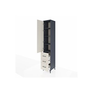 Hyperion Dolap 4 Raflı 3 Çekmeceli Tek Kapaklı 44x44x243 Antrasit-aytaşı