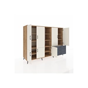 Kronos Dolap 11 Raflı 3 Çekmeceli 7 Kapaklı 220x59x163 Çam-aytaşı/antrasit