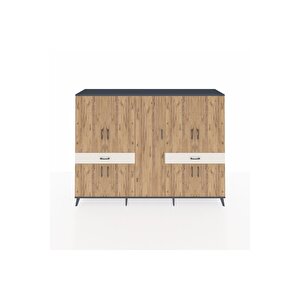 Hyperion Dolap 12 Raflı 2 Çekmeceli 8 Kapaklı 220x44x163 Antrasit-çam/aytaşı