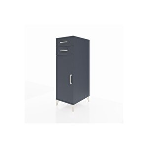 Kronos Dolap 2 Raflı 2 Çekmeceli Tek Kapaklı 44x59x134 Antrasit-antrasit