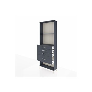 Arges Dolap 2 Raflı 4 Çekmeceli 88x30x243 Antrasit-antrasit