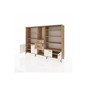 Hyperion Dolap 10 Raflı 2 Çekmeceli 4 Kapaklı 220x44x163 Çam-aytaşı/çam