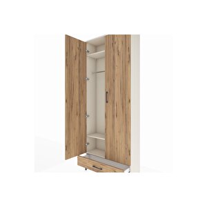 Arges Dolap 3 Raflı Tek Çekmeceli Tek Askılı 88x30x221 Aytaşı-çam