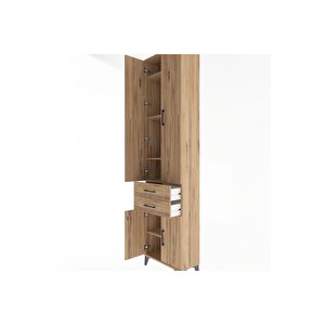 Arges Dolap 5 Raflı 2 Çekmeceli 4 Kapaklı 60x30x243 Çam-çam