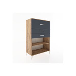 Hyperion Dolap Tek Raflı 3 Çekmeceli 88x44x134 Çam-antrasit