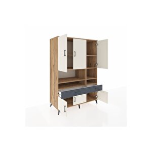 Kronos Dolap 8 Raflı 2 Çekmeceli 6 Kapaklı 132x59x195 Çam-aytaşı/antrasit