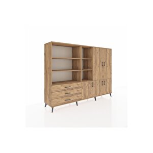 Hyperion Dolap 11 Raflı 3 Çekmeceli 5 Kapaklı 220x44x163 Çam-çam