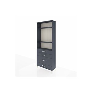 Arges Dolap 3 Raflı 4 Çekmeceli 88x30x221 Antrasit-antrasit