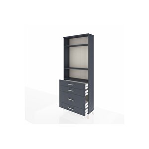 Arges Dolap 3 Raflı 4 Çekmeceli 88x30x221 Antrasit-antrasit