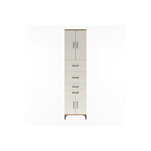 Arges Dolap 3 Raflı 4 Çekmeceli 4 Kapaklı 60x30x243 Çam-aytaşı