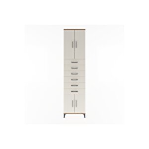 Arges Dolap 3 Raflı 6 Çekmeceli 4 Kapaklı 60x30x243 Çam-aytaşı