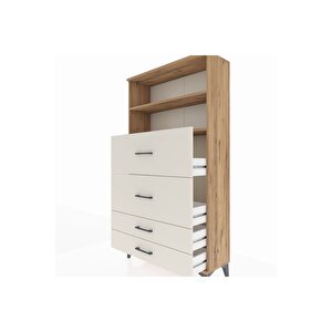 Arges Dolap 2 Raflı 4 Çekmeceli 88x30x163 Çam-aytaşı