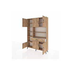 Arges Gardrop 10 Raflı Tek Çekmeceli 6 Kapaklı 132x30x195 Çam-çam