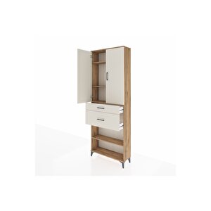 Arges Dolap 4 Raflı 2 Çekmeceli 2 Kapaklı 88x30x243 Çam-aytaşı