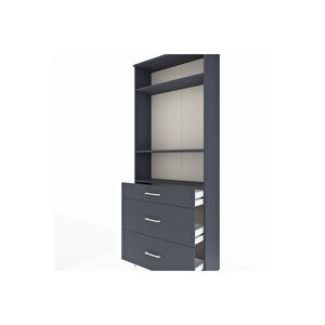 Arges Dolap 3 Raflı 3 Çekmeceli 88x30x221 Antrasit-antrasit