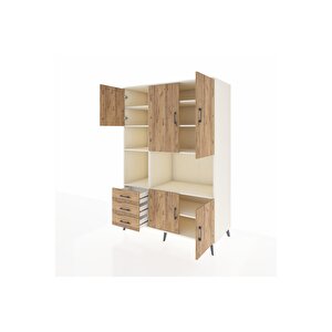 Kronos Dolap 9 Raflı 3 Çekmeceli 5 Kapaklı 132x59x195 Aytaşı-çam/çam