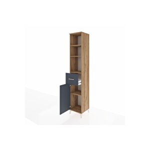 Hyperion Dolap 4 Raflı Tek Çekmeceli Tek Kapaklı 44x44x243 Çam-antrasit