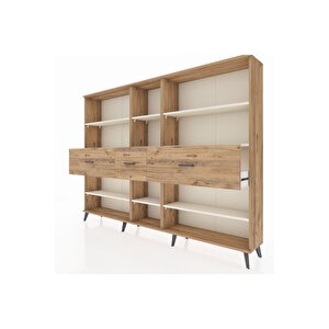 Arges Dolap 9 Raflı 3 Çekmeceli  220x30x163 Çam-aytaşı/çam