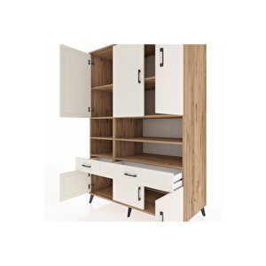 Kronos Dolap 8 Raflı 2 Çekmeceli 6 Kapaklı 132x59x195 Çam-aytaşı/aytaşı