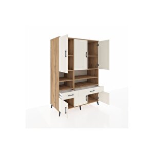 Kronos Dolap 8 Raflı 2 Çekmeceli 6 Kapaklı 132x59x195 Çam-aytaşı/aytaşı