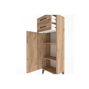 Arges Dolap 2 Raflı 2 Çekmeceli Tek Kapaklı 44x30x134 Çam-çam
